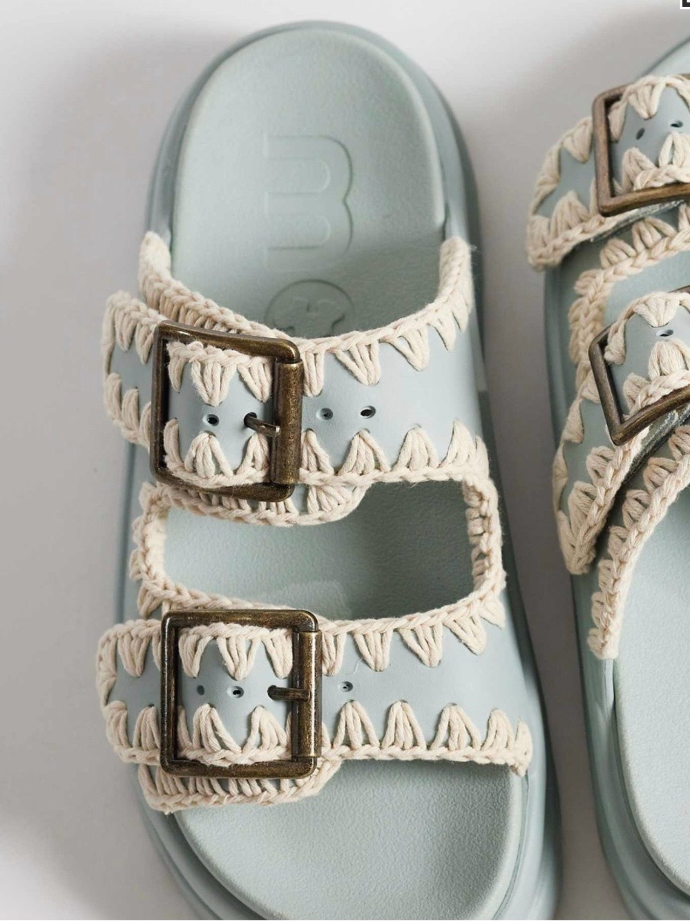 Mou EVA 2 buckle  with Braided Straps - Sage Green